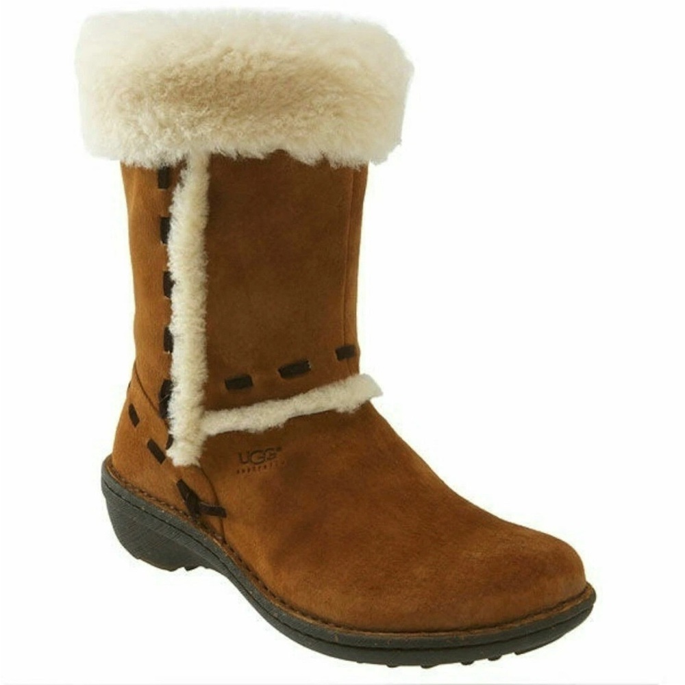 UGG Australia WLIJO Chestnut Brown Suede Cuff Boots Size 9
